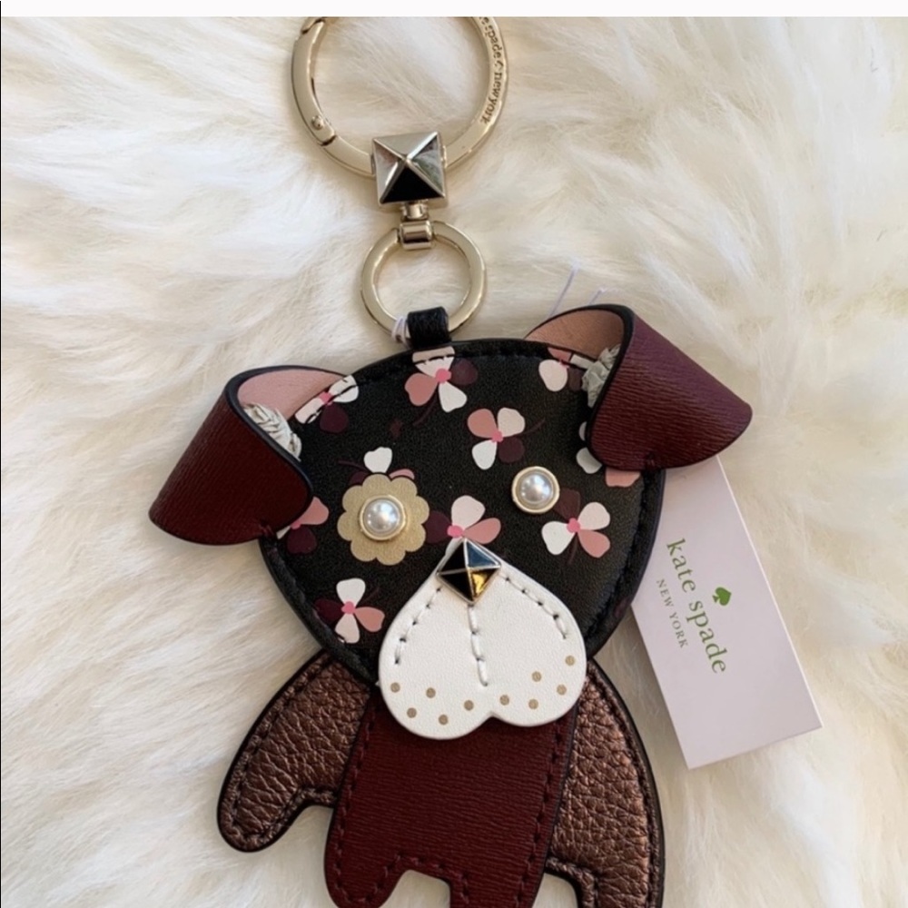 Kate Spade dog floral key fob keychain